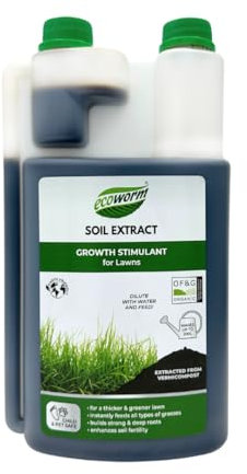 Ecoworm Soil Extract for Lawns – Organic Worm Castings Lawn Fertiliser & Soil Regenerator – Liquid Lawn Feed/Soil Improver (1 L makes 200 L)
