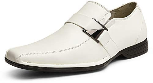 Bruno Marc Men's Giorgio-3 White Leather Lined Dress Loafers Shoes Size 10 US/ 9 UK