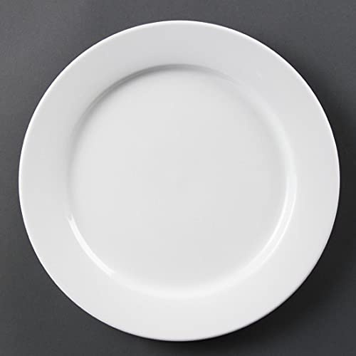 Olympia Whiteware Wide Rimmed Plates 280mm (6 Pack) - Dinnerware Set, Oven and Dishwasher Safe CB482