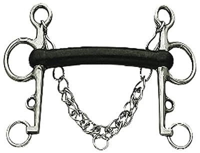 KorsteelGomma Mullen Mouth Morso Pelham per Cavallo (5.5in) (Nero, Argento)