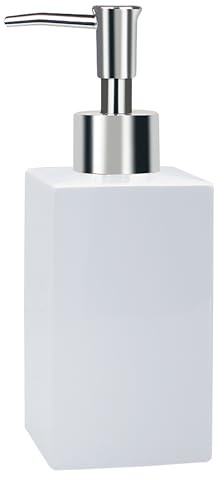 Spirella Seifenspender Quadro Porzellan Flüssigseifen-Spender 300ml Weiß, Unique