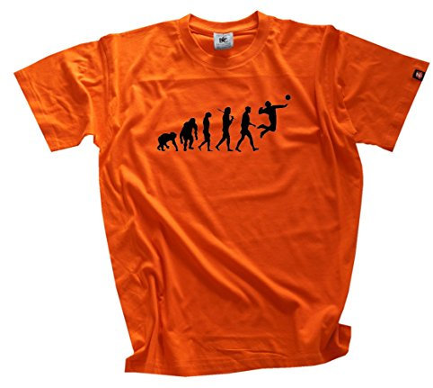 Shirtzshop Herren Faustball Faust Ball Volleyball Handball Evolution T-Shirt Orange XXL