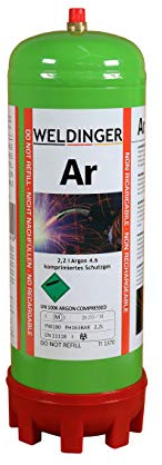 110 bar Argon 4.6 Schutzgas-Einwegflasche 2 Liter (220 Liter Schweißgas für WIG und MIG-Schweißen)