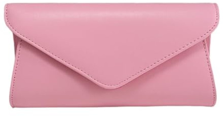 Leah Ward Women's Faux Leather Clutch Bags Wedding Flap Handbags 490H (Pink)