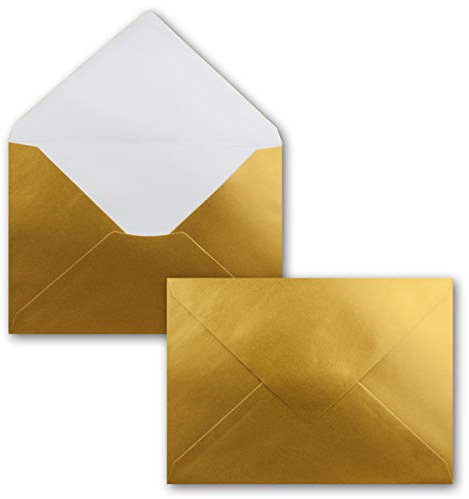 25x Mini Brief-Umschläge - Gold Metallic - 5,2x 7,6 cm -x Miniatur Kuverts mit Nassklebung für Blumen-Grüße, Grußkarten, Anhänger & Geld-Geschenke - FarbenFroh by GUSTAV NEUSER