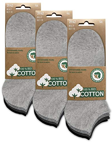BIOBASICS Chaussettes de sport bio pour homme et femme (4 à 12 paires) - En coton - Certifié Öko-Tex 100