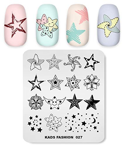 Nail Stamping Druckplatte Modell Bild Platte Stempel Schaber Stern Pentagramm Muster Nail Art Dekoration DIY Druck Maniküre Design