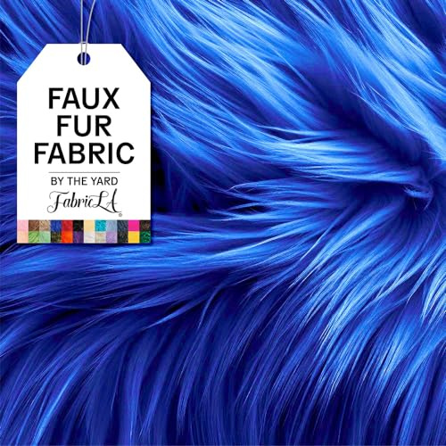 FabricLA Faux Fur Fabric by The Yard - Artificial Craft Fur - 72 X 60 Inch Wide - Fur Fabric for Craft Supply, DIY Furry Plush Projects, Sewing, Decoration, Upholstery, Royal Blue, 2 Yard