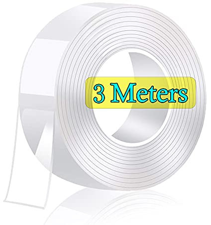 3 Meter Doppelseitiges Klebeband Extra Stark, Transparentes Waschbares Dünn Nano Tape, Ablösbar Spurlos, Rutschfestes Wiederverwendbares-Doppelklebeband für Teppich, Küche, Auto oder Büro