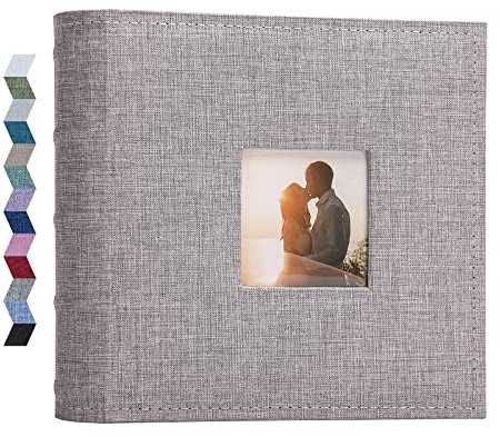 Vienrose Photo Albums 6x4 (15x10 cm) 200 Pockets Linen Cover with Memo Spaces Photobook Large Capacity Pictures Album Memory Book for Wedding, Family, Baby, Holidays, Special Occasions, Grey