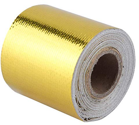 Värmesköldtejp, Värmesköldlindning, Värmebeständig omslag 5m * 5cm Flamskyddad aluminiumfolie Korrosionsskyddande värmeisolerande bränsleceller(Guld 5M*5Cm)