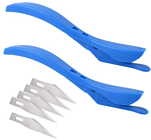 EHDIS Taglierino per Carta con 5 Lame di Ricambio, Scorrevole Taglia Strumento per Confezioni Natale, Fai da Te Fatta a Mano, Pellicola dell'involucro del Vinile, Blu
