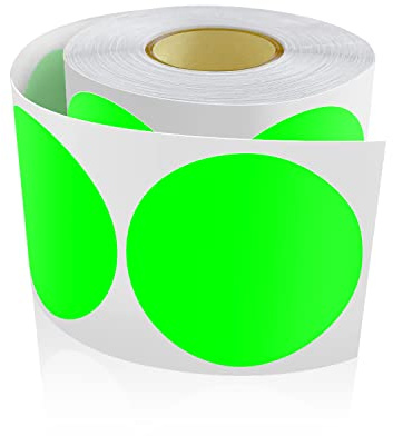 Round Stickers 50 mm Circle Labels Colour Coding Dot Vinyl Floor Sticker Waterproof Removable Roll of 500 Fluorescent Green