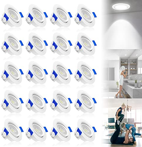 LZQ 20 st infällda spotlights LED spot set takspotlights infällda lampor tak infällda spotlights IP21 ABS konstdoff för vardagsrum badrum sovrum hall (kallvit)
