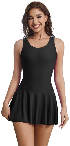 Aoylisey Women's Tank Ballet Dance Skirted Leotard Gymnastics Sleeveless Bodysuits Ballerina Outfit HF0366 (Black, XXX-Large)
