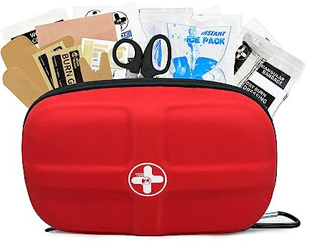 RHINO RESCUE Mini Erste-Hilfe-Kit, kleines wasserdichtes tragbares Notfall-Camping-Essentials für Reisen, Zuhause, Auto, Studentenwohnheim, Camping, Wandern (Rot)