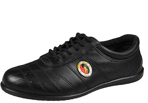 JiuQing Scarpe da Tai Chi da Uomo Scarpe da Allenamento per Arti Marziali in Morbida Pelle Scarpe da Kung Fu per Fitness A Piedi Nudi Antiscivolo Traspiranti,Nero,37 EU