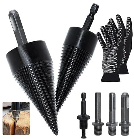 Juego de brocas para cortar madera de 42 mm + 32 mm, con 4 asas de perforación, cortador de leña, taladro para leña, cono de madera, cono de madera dividida, cono de madera dividida, para taladro