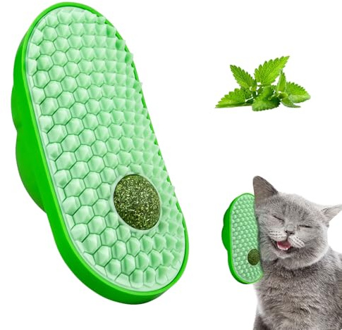 Bolas de hierba gatera, juguete para gatos, autoempleo, peine de hierba gatera, cepillo de automasaje para gatos largos y cortos (verde)