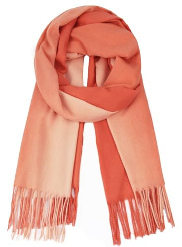 Glamexx24 Schal Damen Winterschal Gefühl Langer Schal mit Fransen Baumwolle Warm Herbst Winter Farbverlauf Deckenschal und Tücher 165x 70 cm