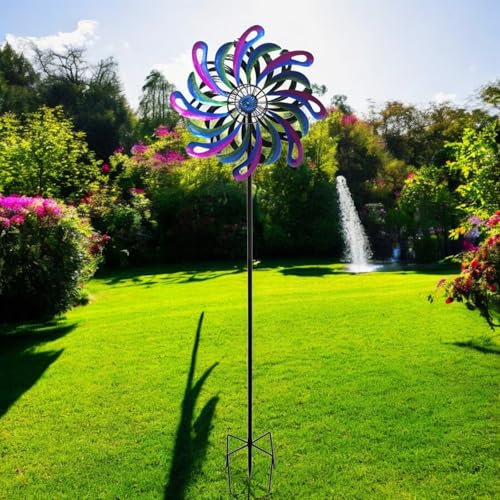 Epsom Door Handles Small Vortex Wind Spinner Stake – Cosmic Fusion Design – Kinetic Metal Garden Sculpture for Yard, Lawn, Patio & Outdoor Décor – 120 x 36 x 15 cm