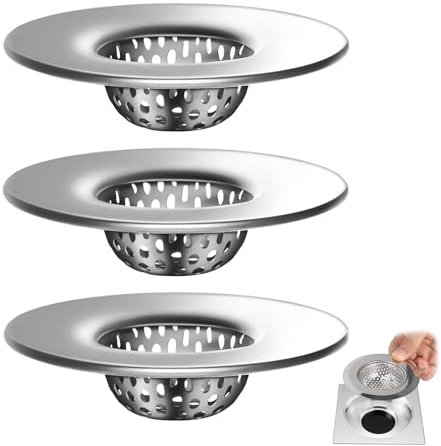 ZWWOGE 3 filtri di scarico per lavello in acciaio inox, filtro lavandino, filtro per lavello cucina (7,2 x 3,8 x 1,8 cm)