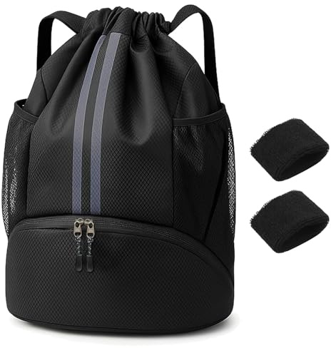 HENGBIRD sacca sportiva, zaino mare uomo, con scomparto per scarpe, borsa sacca impermeabile con grande volume, separazione del naso, zaino con rete, sacca mare, fascia di sudore per uomo e