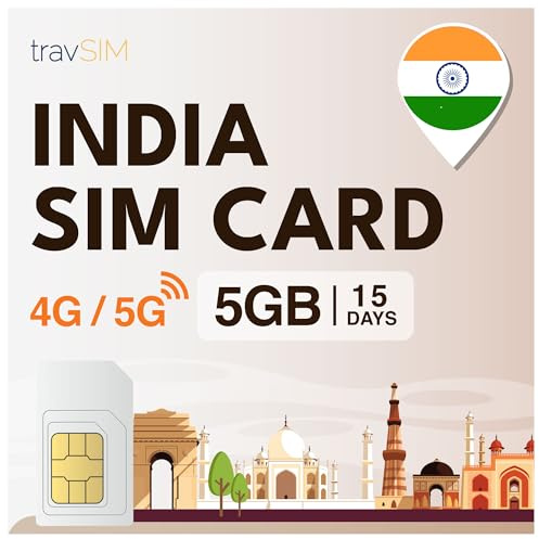 travSIM SIM India | 15 Giorni - 05 GB a velocità 5G/4G | SIM Card India Tourist per rimanere connessi | Assistenza 24 ore su 24, 7 giorni su 7