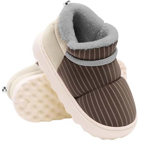 Voqeen Zapatillas Mujeres Hombres Impermeable Grueso Acogedor Esponjoso Unisex Casa Pantuflas Antideslizante Zapatillas Botas Para Interior Exterior
