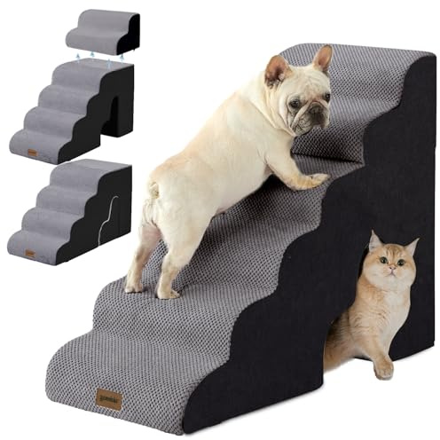 ZOMISIA Dog Ramp for High Beds with Tunnel, 29 H 6 Steps for Large Dog