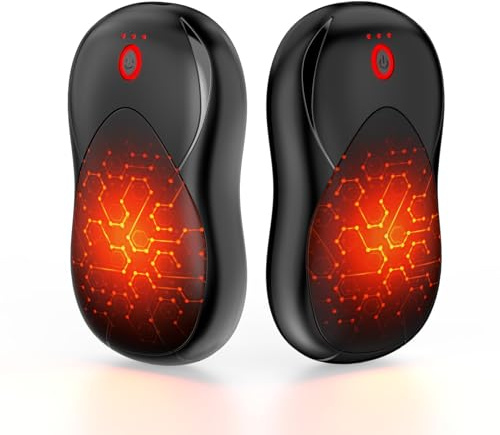 Chauffe Main Magnetique Rechargeable 2-en-1, Chaufferette Reutilisable Portable avec 3 Modes de Chauffage, Chauffe-mains électrique 6000mAh Cadeaux de Noël, Pour l'extérieur, Camping, Golf, Gris Foncé