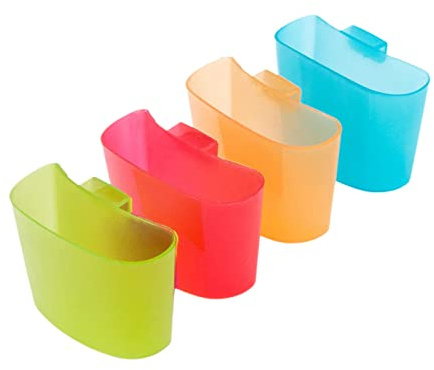 ZHENGCI Juego de 4 soportes para bolsas de té que cuelgan el lado de la taza, soporte europeo para galletas de colores simples para colgar bolsas de té