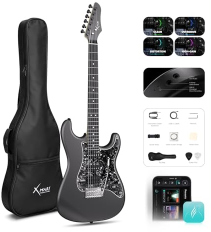 Enya XMARI 39 Smart Electric Guitar with Built-in DSP Effects, 4 Presets, USB-C OTG Recording, Headphone Output, Custom Ceramic Pickups, Carbon Fiber Body, with Gig Bag, Strap, Cable & Picks