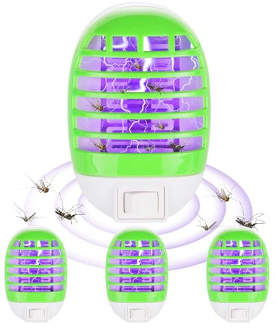 DAJASD 4 Piezas Lámpara Antimosquitos Electrico, Lámpara Eléctrica Antimosquitos con Luz UV, Mata Mosquitos Tipo Enchufe, para Cocina, Dormitorio, Comedor