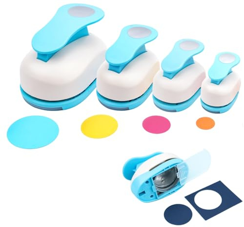 4 Pcs Circle Punch, Hole Puncher Shape, 1 inch, 1.5 inch, 2 inch, 3 inch Large Paper Punches for Crafting Scrapbooking Craft Handmade Cards Arts Fun Projects, Craft Lever Punch, Circle Cutter Tools