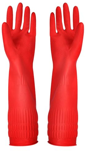 YSLON Rubber Cleaning Gloves Kitchen Dishwashing Glove 3-Pairs,Waterproof Reuseable.(Small)