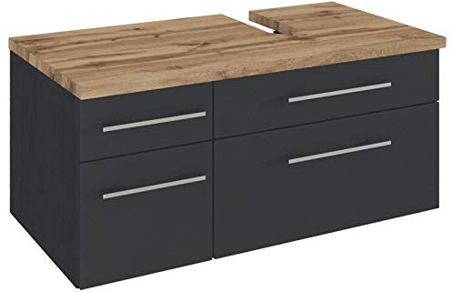 Waschbeckenunterschrank Badschrank Unterschrank Schrank Badmöbel Davos IV Graphit/Grau-Matt