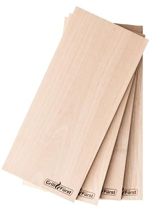 Grillfürst Räucherbretter, 4er Set - Grillbrett aus Erlenholz, Grillplanke für köstliche Raucharomen, Holzbrett zum Grillen, 29 x 13 x 1 cm