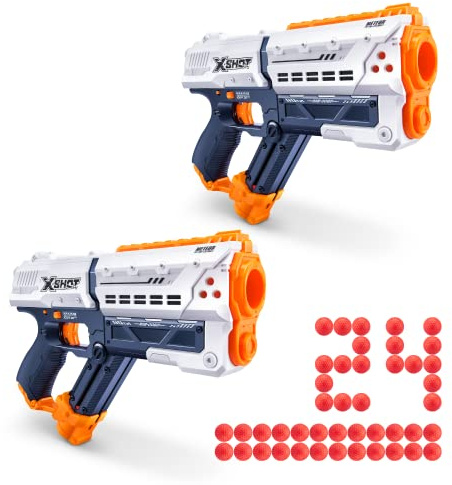 X-Shot Chaos Meteor Round Blaster (2er Pack, 24 Schuss), weißer Spielzeug-Blaster