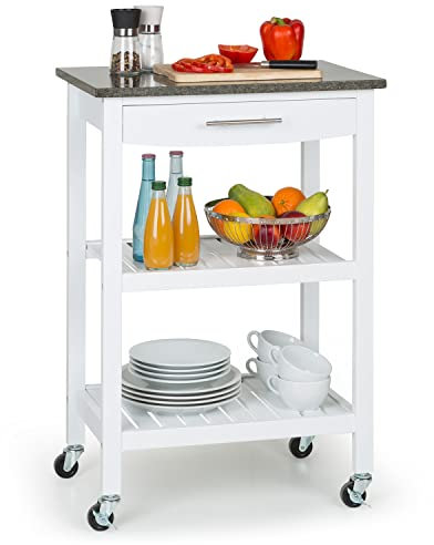 Klarstein Servierwagen, Küchenregal für Obst und Gemüse, Trolley auf Rädern, Rollwagen mit Arbeitsplatte, Bücher- und Barwagen, Küchenwagen, Regal Schmal, Regal für die Küche, Küchenwagen auf Rollen