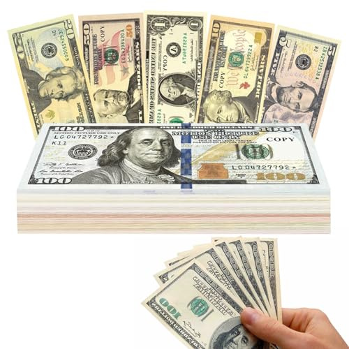 Billet de 180 Feuilles de Billets, Billets de Dollar, Dont 1 $, 5 $, 10 $, 20 $, 50 $, 100 $, Argent de Jeu pour Les mathématiques, Le comptage et Les Connaissances monétaires