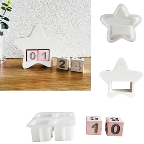 Advent Calendar Silicone Moulds Casting Moulds, Christmas Countdown Calendar Silicone Moulds with Cube Numbers, Silicone Mould Christmas Silicone Mould Candle Mould for Calendar Decoration (Star)
