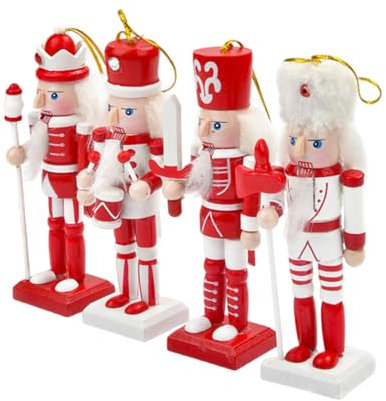 Ukbzxcmws 4 pezzi di legno di noce cracker puppet re figurine decorazioni natalizie tinta unita schiaccianoci