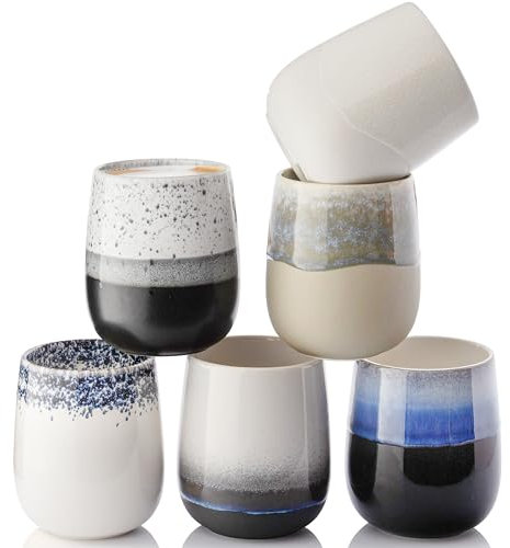 Sänger Siena | Kaffeebecher 6 Personen, Steingut Kaffeetassen Set 6er, Tassen Set Teetasse Set spülmaschinen- & mikrowellenfest, Coffee Mug mehrfarbig 215 ml, Kaffeebecher handmade|PREMIUM COLLECTION