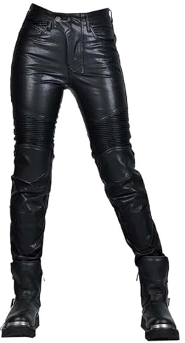 GDNKP 5 Packs Womens Summer Motorcycle Riding Leather Racing Pants Gear Breathable Waterproof with Armor Removable Liner,M