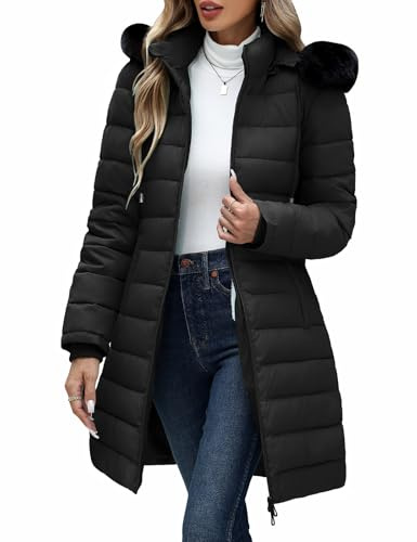 Yusongirl Doudoune d'hiver pour femme avec doublure en polaire épaisse et chaude avec capuche amovible et imperméable
