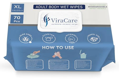 70 x Wet Wipes for Adults Scented | Intimate Wipes with Aloe Vera | Biodegradable | Body Wipe for Adults No Shower | Shower Wipe | Extra Large | Size 34 x 20 cm | (1 Pack of 70)