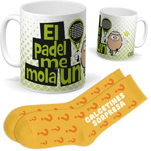 Set regalo personalizado para aficionados al padel | Taza El padel me mola un huevo + Calcetines sorpresa | Regalo deporte, divertido y original para cumpleaños, navidad…