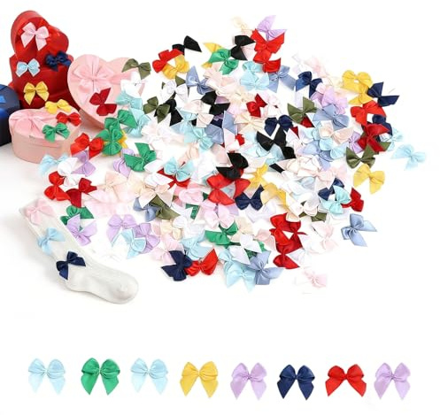 Ztolbriy Lazos para Regalo, Mini Lazos Decorativos, 100 Unidades de 2,5 × 2,5 cm Multicolor, Ideal para Decoración de Boda, Cumpleaños, Manualidades y Tarjetas de Costura