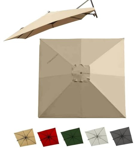 3x3.0m Telo Di Ricambio Per Ombrellone Decentrato, Copertura Di Ricambio Per Parasol Quadrato, Tessuto Per Ombrelloni Da Giardino Mercato(Khaki,3x3.0m/9.8x9.8ft)